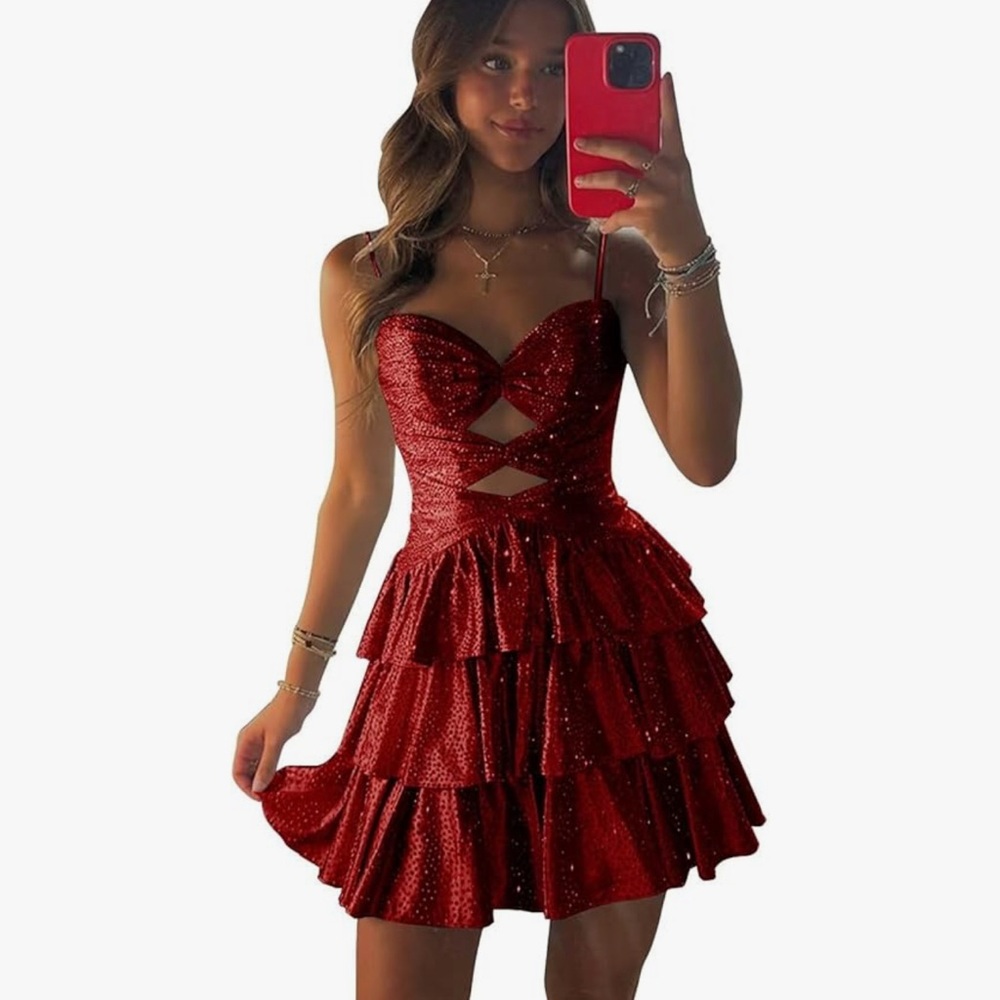 Glamorous Red Sequin Mini Dress